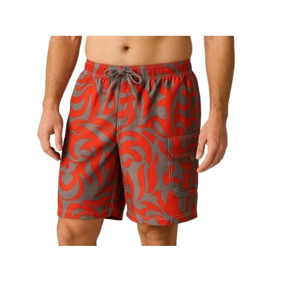 Sonoma Life+Style Mens Large Swim Trunks Cargo Red & Gray - Picture 1 of 7
